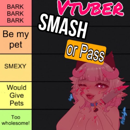 It’s that time again my sweet sinners👀

🌸VTUBERS SMASH OR PASS STREAM COMING SOON🌸

Lemme see y’all’s cute faces! Drop your png so I can give ya a fun rating
(Make sure their TOS safe)

Stream should be Tuesday (28th) 
Tag friends if you’d like!

#vtuber #VTuberEN #lewdtubers