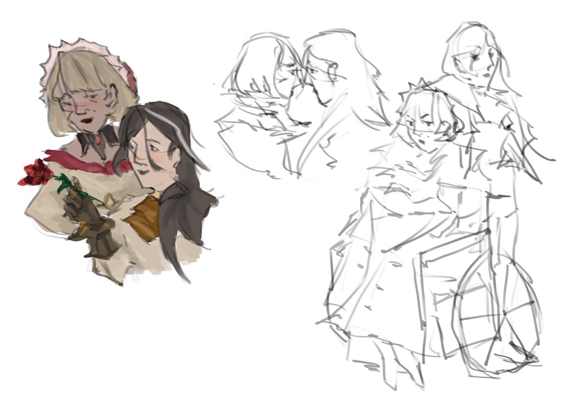mangottore's tweet photo. finally had the time to sit down and make some quick doodles, so here are my two beloveds 
idc what will it take but im gonna make you all obsessed with them just like i am #GenshinImpact #sandrone #captainr https://t.co/WPqY5NVH02