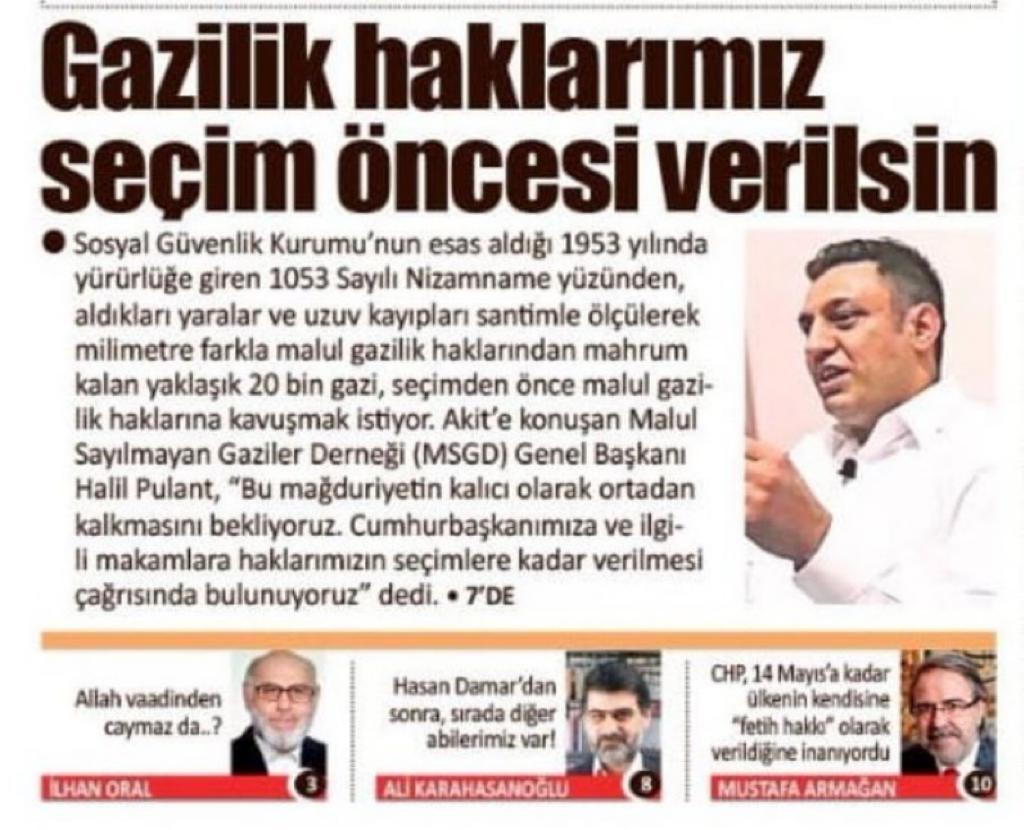sabrisahsuvar's tweet photo. Gazizilerimiz, vatan sevgisinin sembolüdür. Şehit ve Gazi, toprağı vatan; insanı ulus yapan değerlerdir. 

Ülkemin onuru olan, gazilerimizin haklı talepleri kutsaldır. Devletimiz haklı taleplerini yerine getirmelidir.
@HalilPulant 
@tcsavunma 
@tcbestepe https://t.co/BXSFbKdbNQ