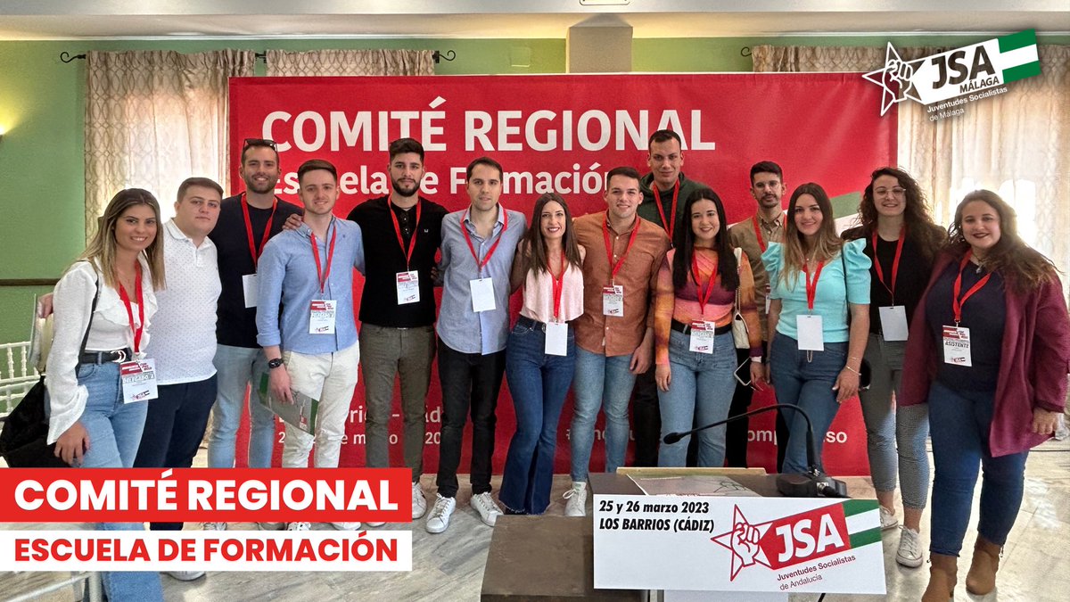 JSAMalaga's tweet photo. 🌹Este fin de semana, la representación de @JSAMalaga al #ComitéRegional y otros compañer@s de la provincia hemos estado presentes en la #EscuelaDeFormación de @JSAndalucia.

💪Dos días muy intensos en los que la fuerza de la juventud malagueña y andaluza queda más que reflejada. https://t.co/iHxwp3tlUl