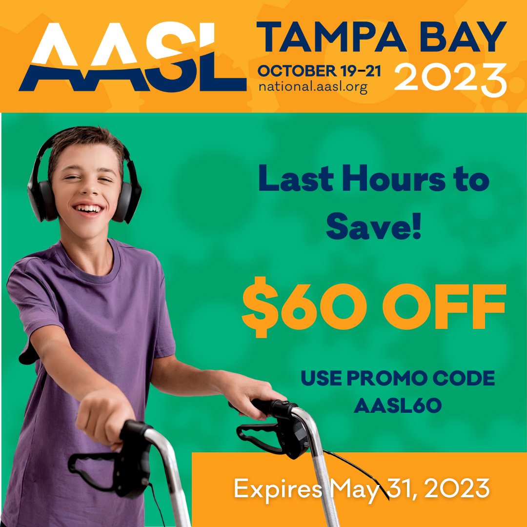 Just a few more hours remain to save $60 on your #AASL23 conference registration. Use AASL60 at national.aasl.org now!