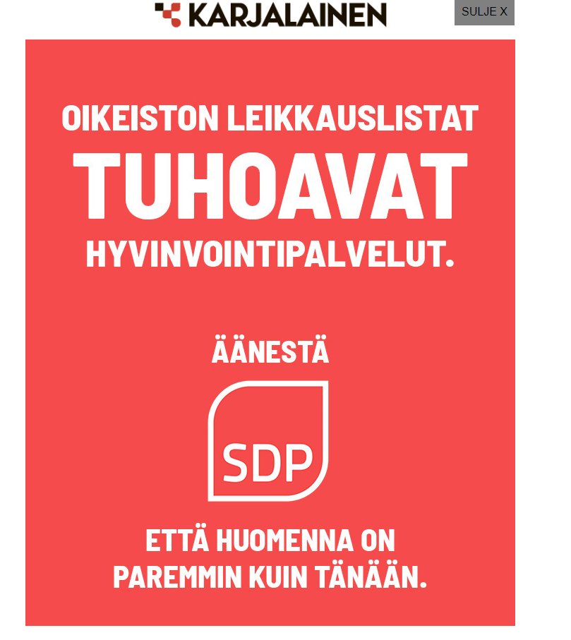HaaJanina's tweet photo. Tarjolla näissä vaaleissa: toivoa ja epätoivoa.

Vieläpä liki tismalleen samoilla sanoilla, kappas! 

Vasemmalla aiemmin julkaistu #kokoomus-video Tubessa, oikealla tuore #sdp-veivaus.

Kummanlaista poliittista keskustelua haluat edistää?

Valitse viisaasti vaaliuurnilla. https://t.co/tuqSDyGlNO