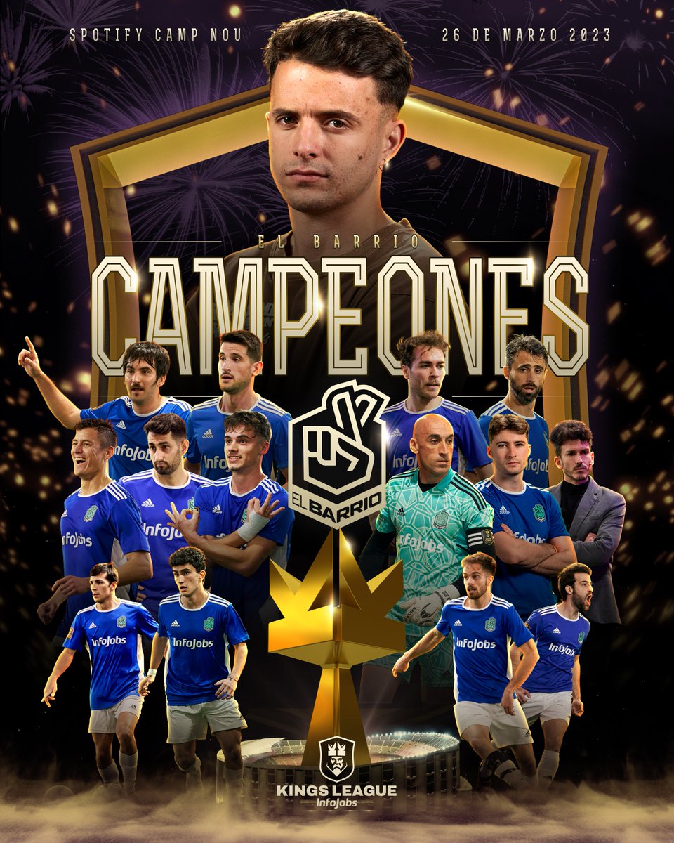 Kings League Spain (@kingsleague) on Twitter photo 👑 De octavos a campeones.
🤞 <a href="/elbarrioklk_/">El Barrio🤞🏽</a> es el primer campeón de la Kings League InfoJobs.
#KingsLeagueF4 #InfoJobs 👑 De octavos a campeones.
🤞 <a href="/elbarrioklk_/">El Barrio🤞🏽</a> es el primer campeón de la Kings League InfoJobs.
#KingsLeagueF4 #InfoJobs