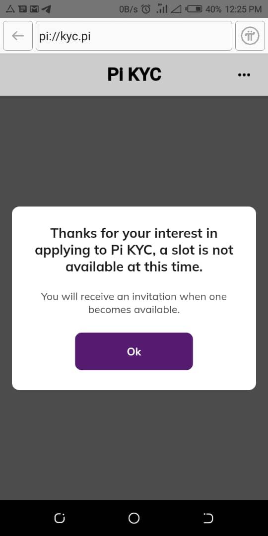 I don't receive my kyc slot up to now