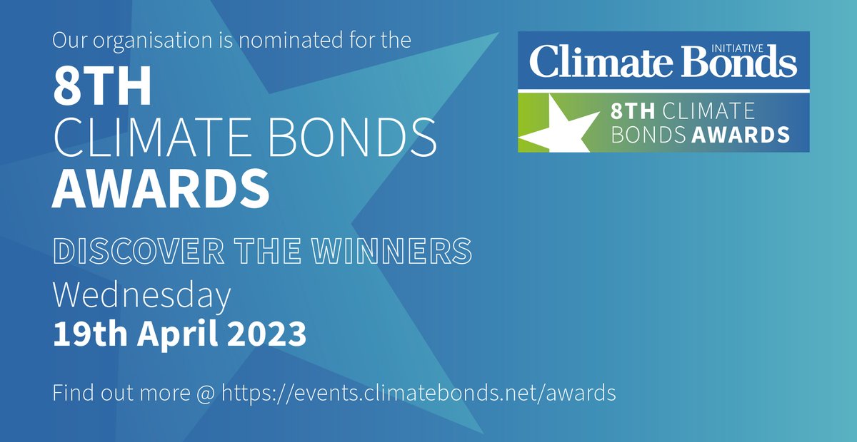 Sustainalytics's tweet photo. .@Sustainalytics is nominated in the upcoming @ClimateBonds 8th Climate Bonds Awards. Register to watch the ceremony on April 19: https://t.co/Gwh8qcH8la 

#climatebonds #sustainablefinance https://t.co/bRJ0aLOkeQ