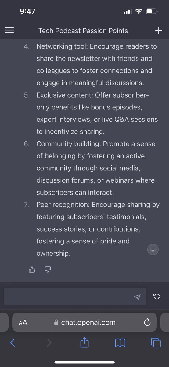 adam_thornhill's tweet photo. What are @ThePodup readers passionate about?

How can I connect my objective with their values?

Here’s what ChatGPT has to say… https://t.co/iPfIrB86kl