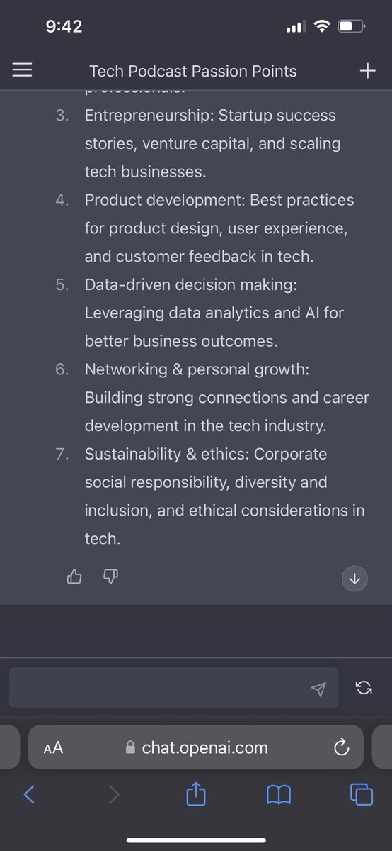 adam_thornhill's tweet photo. What are @ThePodup readers passionate about?

How can I connect my objective with their values?

Here’s what ChatGPT has to say… https://t.co/iPfIrB86kl