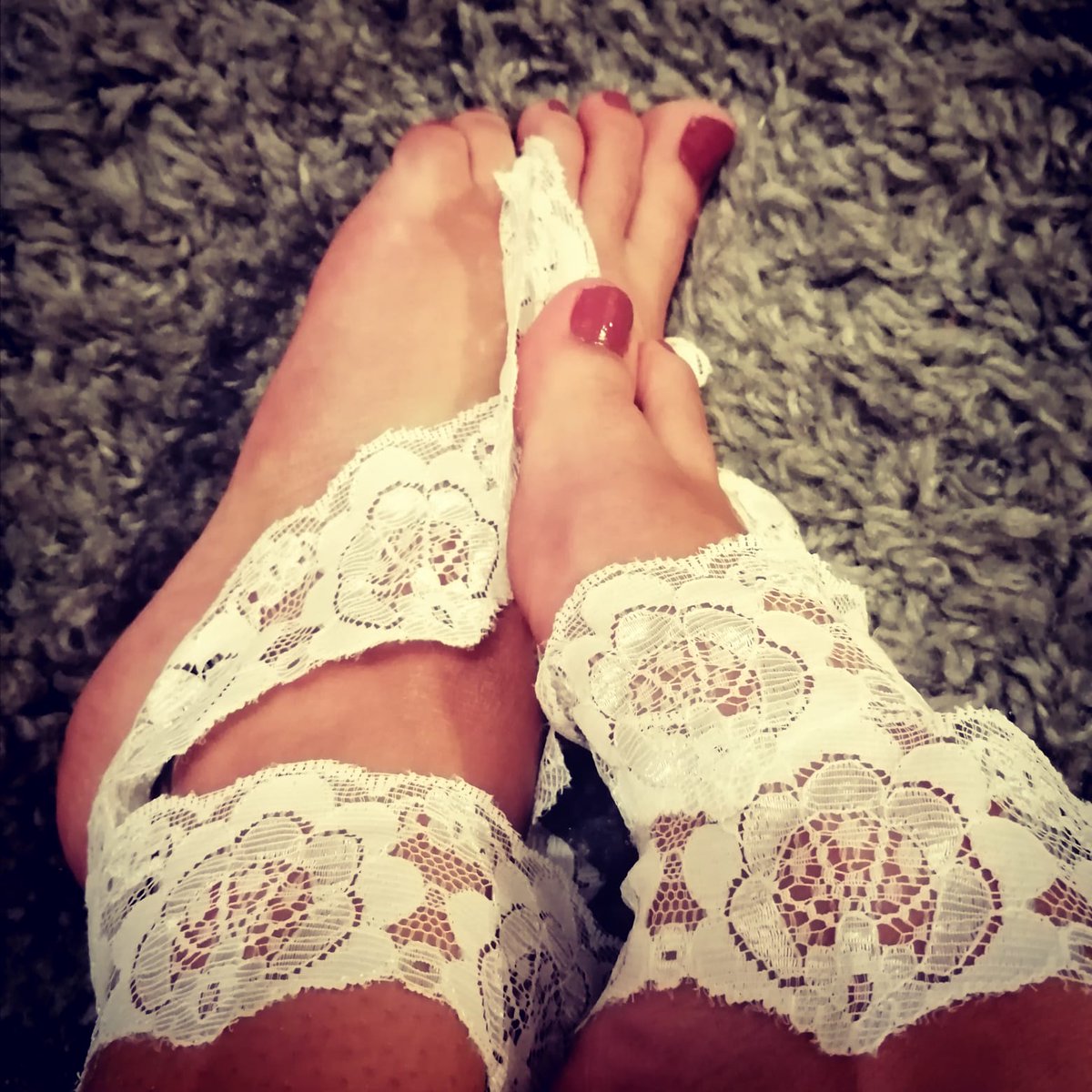 FeetFetishFood's tweet photo. Playing with lace this evening. What do you think?

#bondage #bdsm #feet #footporn #foodporn #nsft #nsfwtw #toes #soles #nails #lace #onlyfansgirl #sellingcontent https://t.co/1i6q6oEsmR
