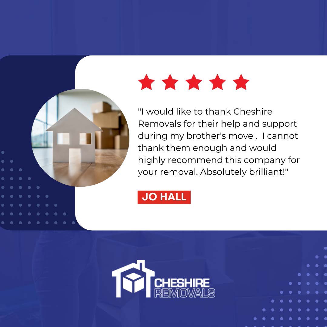 Thanks a lot to Jo for this amazing review! 🤩

To see how Cheshire Removals could help you with your house move, drop us a message today (link in bio) or call the office on 0161 476 2873

#removalsandstorage #storagespace #removals #removalcompany #CheshireRemovals