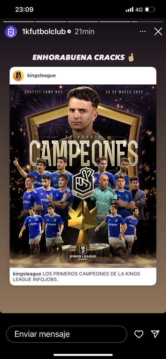 Ricardo López Felipe (@ricardolopezfe) on Twitter photo Enhorabuena a El Barrio por la primera victoria de La <a href="/KingsLeague/">Kings League Spain</a> Enhorabuena a El Barrio por la primera victoria de La <a href="/KingsLeague/">Kings League Spain</a>