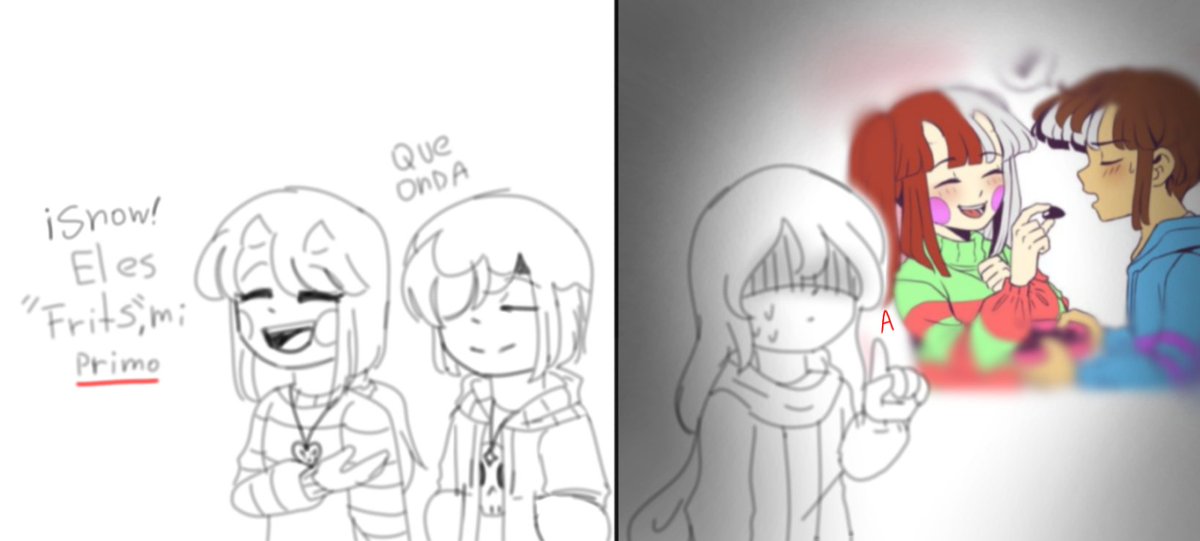 Anto31181359's tweet image. *Ariel presentando bien alegre a su primo :3*

Snow: *procede a tener recuerdos de Vietnam*
@Paxi_Suru
#runetale #cursetale
