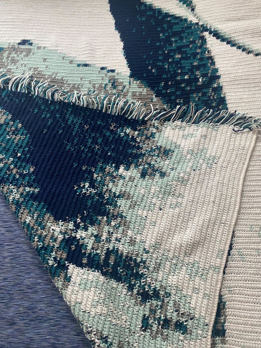 ashme5280's tweet photo. #Finished the last row this morning - 200 stitches wide (48 inches) by 116 rows (60 inches) tall featuring a mother/son elephant pair.  Five colors total - love how it turned out! #ashme5280 #elephant #singlecrochet #graphgan #handmadewithlove #yarnaddict https://t.co/JpumU4gJZo