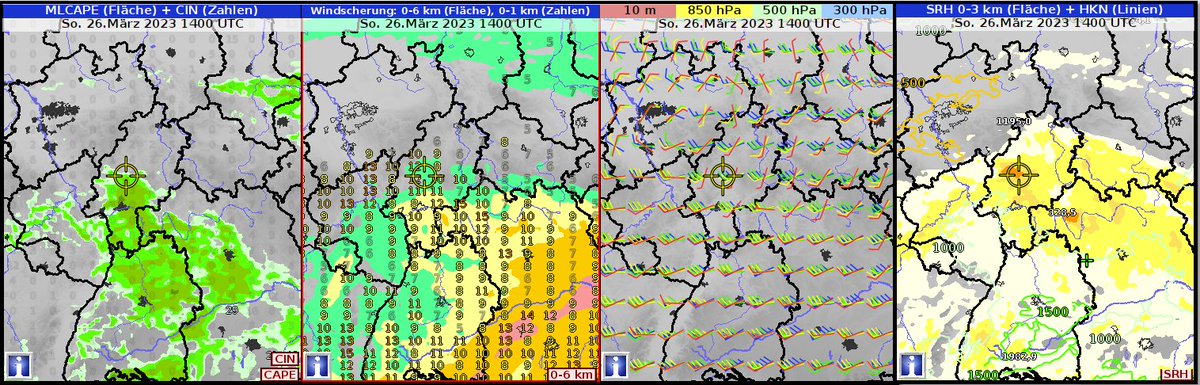 meteomabe's tweet photo. This afternoon in central Hesse plausible #tornado near #Annerod and east. Ingredients look not too bad in the high resolution ID2 run from 12 UTC. (1/3) https://t.co/T7BwrXMUmC