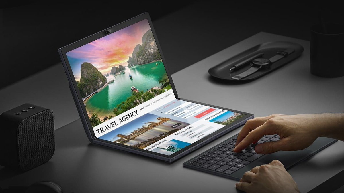 RepairEvolution's tweet photo. Exciting technology updates in the real world! Did you know that Samsung has unveiled a foldable laptop with an OLED display? Stay updated with the latest tech news and trends with #RepairEvolution. #TechUpdates #FoldableLaptop 💻📱 https://t.co/CndkFWQBSP