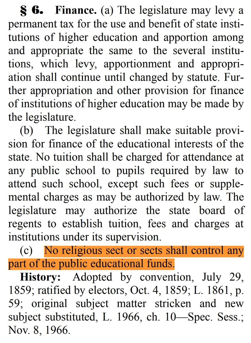 <a href="/KSEconomist/">Michael Austin, KS Economist</a> Article 6 Section 6(c) of the Kansas🌻 #Constitution would like a word.

"No religious sect or sects shall control any part of the public educational funds."
 #ksleg #ksed #SeparationOfChurchAndState
kssos.org/other/pubs/KS_…