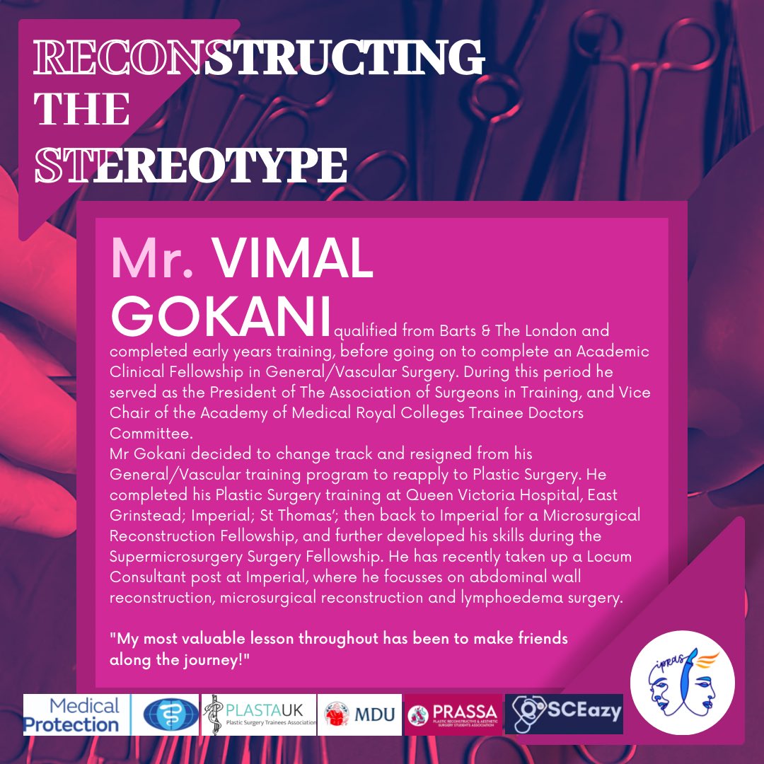 ICPlasticSurg's tweet photo. Meet our fantastic 6th RTS speaker - @VimalGokani 📌 Buy your ticket now via the link in our bio to listen to all of our incredible speakers 🎟️
#reconstructingthestereotype #RTS #iPRAS #plasticssurgery #meded #medicalstudent #medstudent #surgery #medicine #plasticsurgeon https://t.co/nBdaeG4PyK