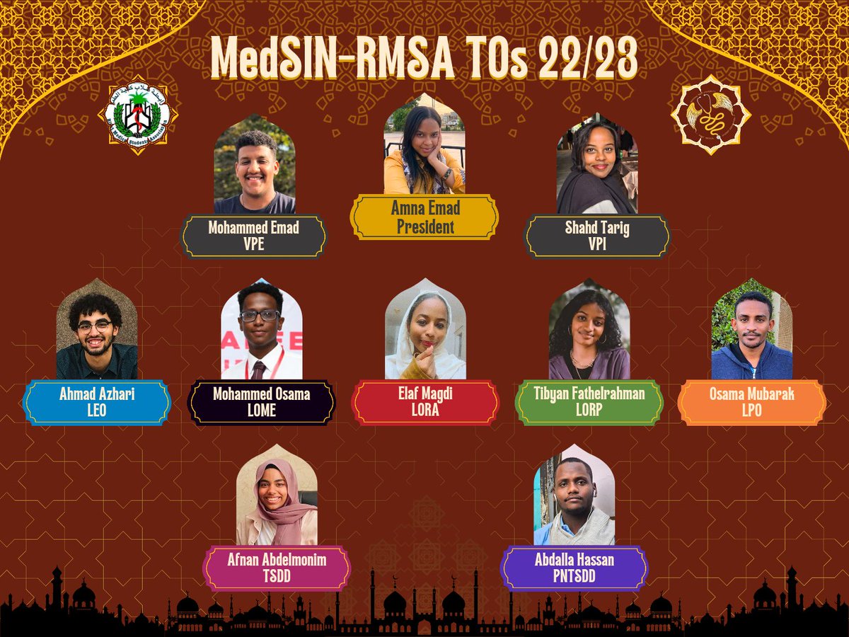 MedSINRMSA's tweet photo. MedSIN-RMSA Festival Know Your TOs Series
Our great MedSIN-RMSA family 🐋✨, 
Ramdan Mubarak to all of you. 

Today I'm gladly opening the series by introducing MedSIN-RMSA Team of Officials for the term 22/23🐋❤️. 

#MedSIN_RMSA_Festival 
#Phase_two 
#KnowYourTOs
#Ramdan https://t.co/yLsluk3PXt