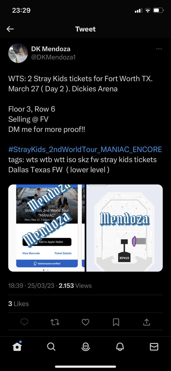 camiciadilino's tweet photo. 🚨STRAY KIDS TICKET SCAMMER🚨

This scammer has a new nick: @DKMendoza1 
Paypal email: dodsaunpaul668@gmail.com

Please spread the word 
#StrayKids_2ndWorldTour_MANIAC Dallas Fort Worth https://t.co/LT6V2ByFax