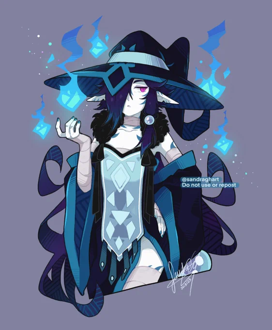  Blue Fire Witch Concept art of my OC Mysth!  #oc #ocart 
