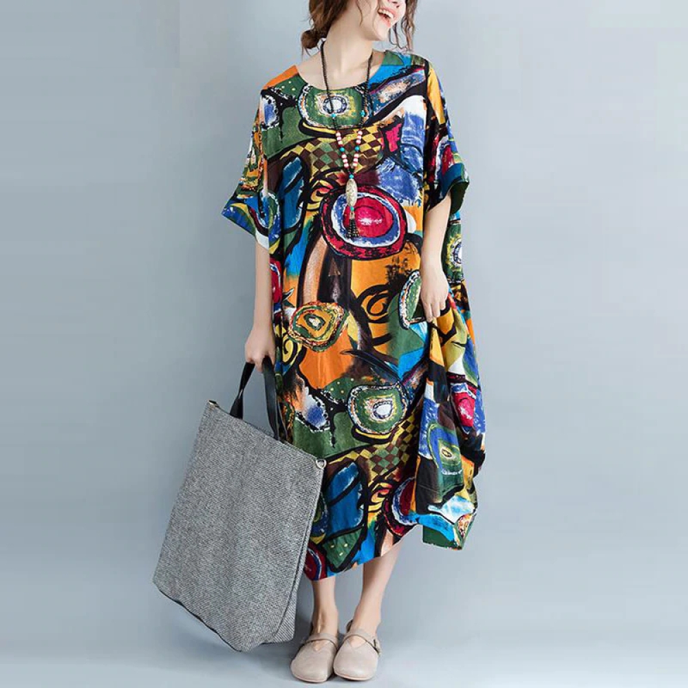 Casual Retro Vintage Large Size Dresses #ootd #fashionblogger #moda