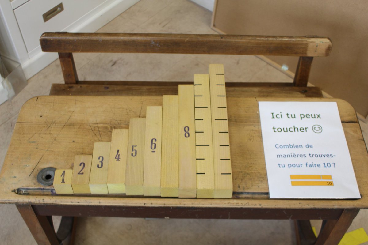 GonzagueJd's tweet image. Et si on choisissait l'analogie de la longueur pour représenter les quantités et les mettre en relation ? Il y a beaucoup de manières de le faire et le Musée de l'école, à #Chartres, nous aide à y voir plus clair.   (1/3)
#DécompositionDesNombres #PlanMaths #TeamPE