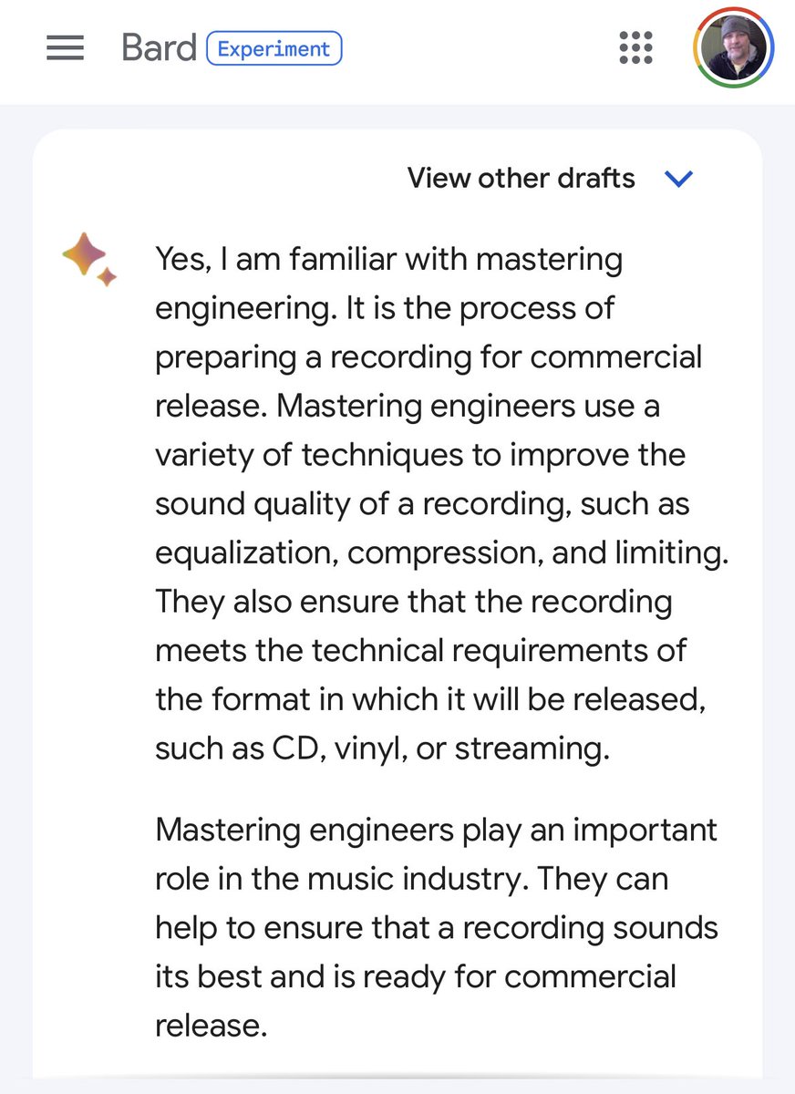 I just had a nice conversation with #bard about #mastering