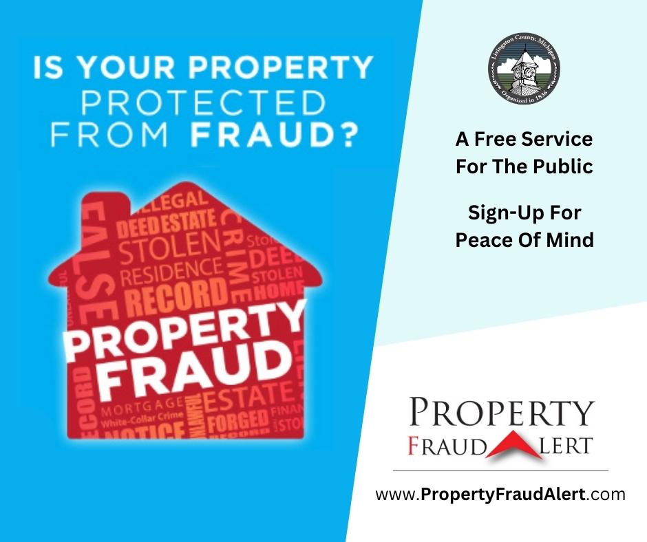 LivCoEM's tweet photo. Livingston County Register of Deeds Office has made it easy for residents to protect their most valuable asset, their home. This free Property Fraud Alert service  https://t.co/pURuvZqYsq  allows you to sign-up and be notified via phone or email. Do it today! 🧾 https://t.co/I1E0hbJjhP