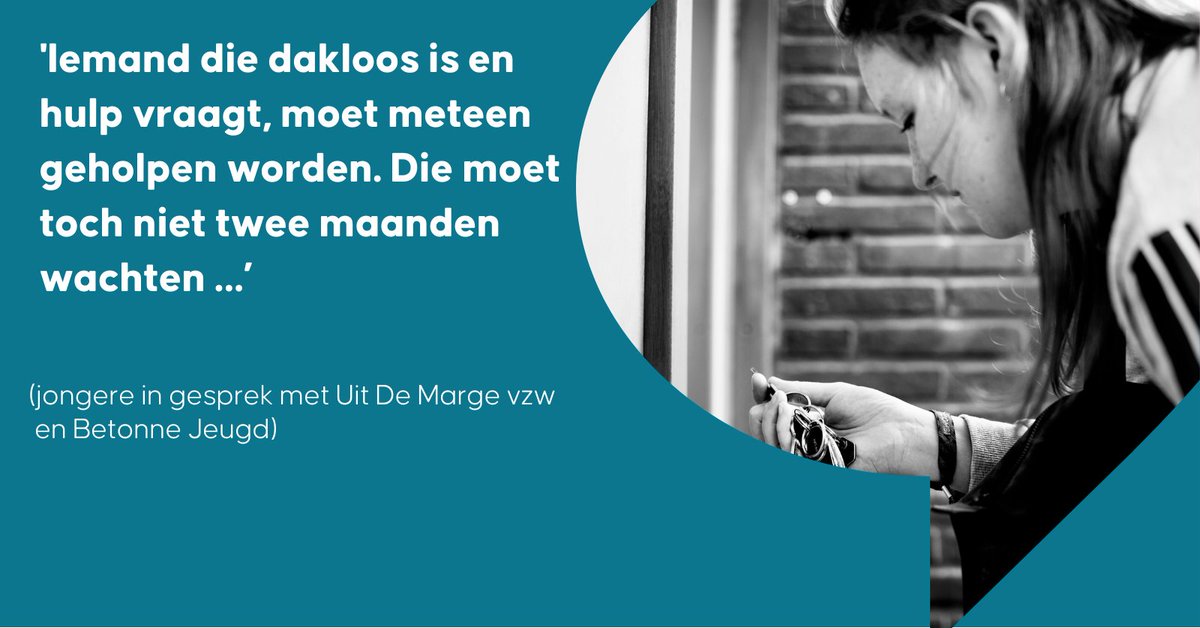 <a href="/UitDeMarge/">Uit De Marge</a> en <a href="/BetonneJ/">Betonne Jeugd</a> trekken aan de alarmbel over de #woonsituatie van kinderen en jongeren in maatschappelijk kwetsbare situaties. In het #Woonreportersrapport vertellen jongeren en professionals over de drempels en reiken ze oplossingen aan. Bit.ly/Rapport_Woonre…