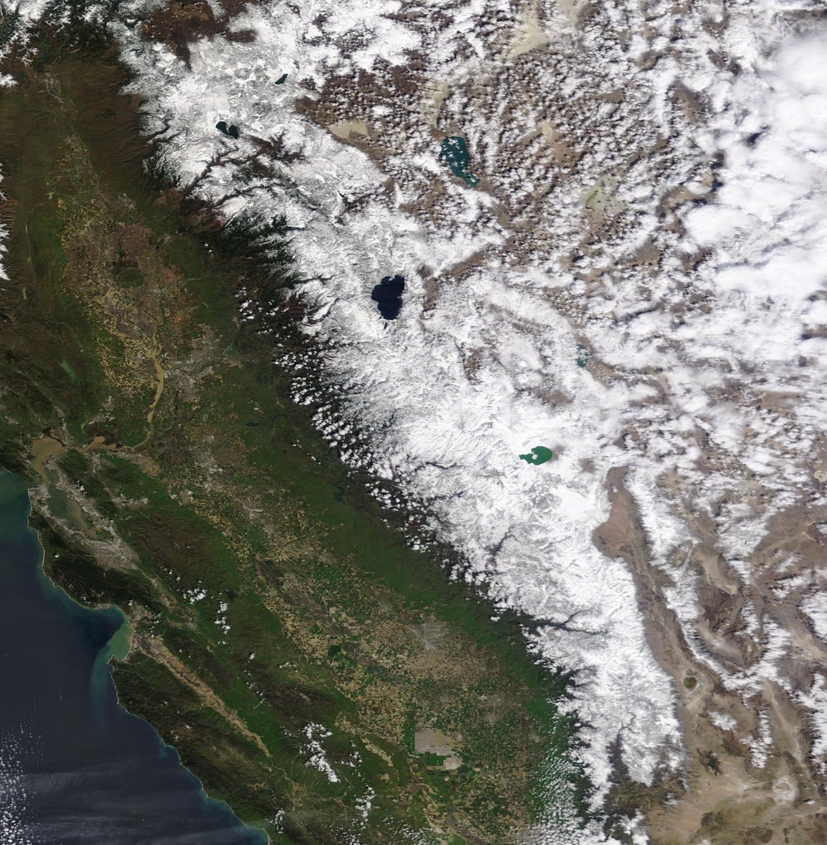 California is about to have its largest snowpack in recorded history with another atmospheric river arriving tomorrow expected to bring 2-4 feet more snow. 

The snowpack is currently 225% of the peak average.