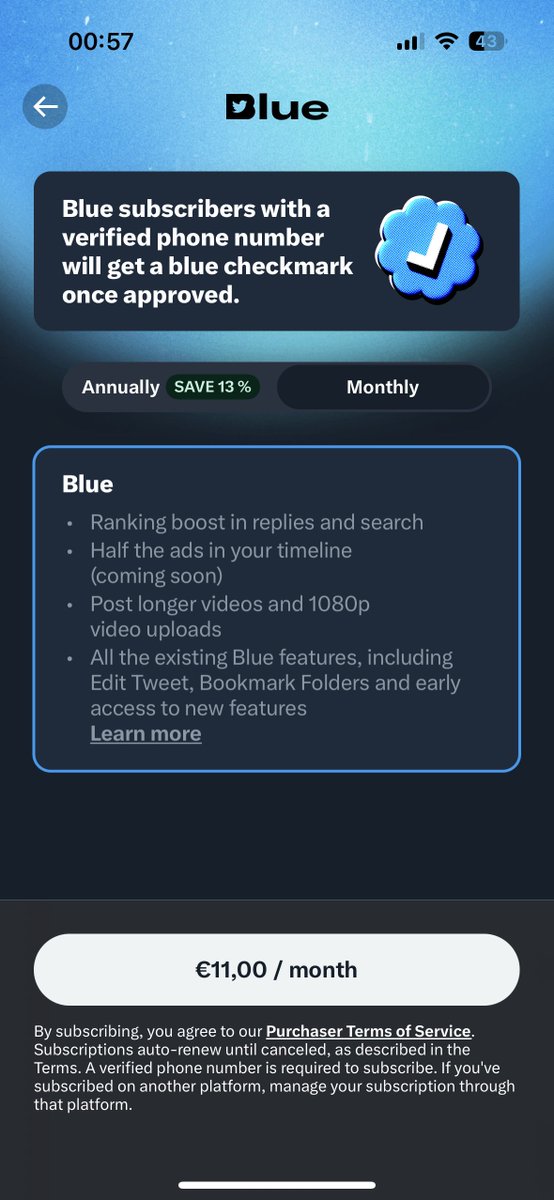 Just noticed that Twitter Blue is cheaper on the web platform than subscribing while using the iOS app. @TwitterBlue - A/B testing much?