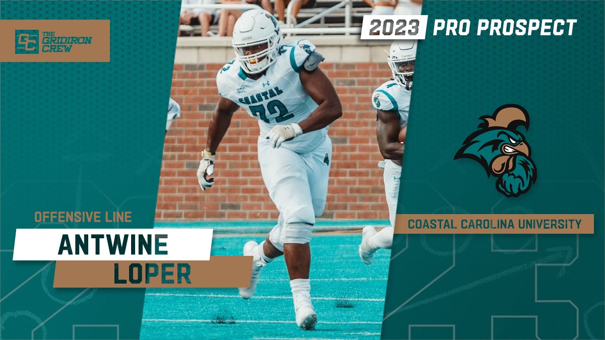 ⚠️ Attention Pro Scouts, Coaches, and GMs ⚠️ You need to look at 2023 Pro Prospect, Antwine Loper @AntwineLoper, an OL from @CoastalFootball #2023ProProspect #DraftTwitter #NFLDraft #CFL #XFL #USFL #ProFootball 🏈 👀 See our Interview: thegridironcrew.com/antwine-loper-…