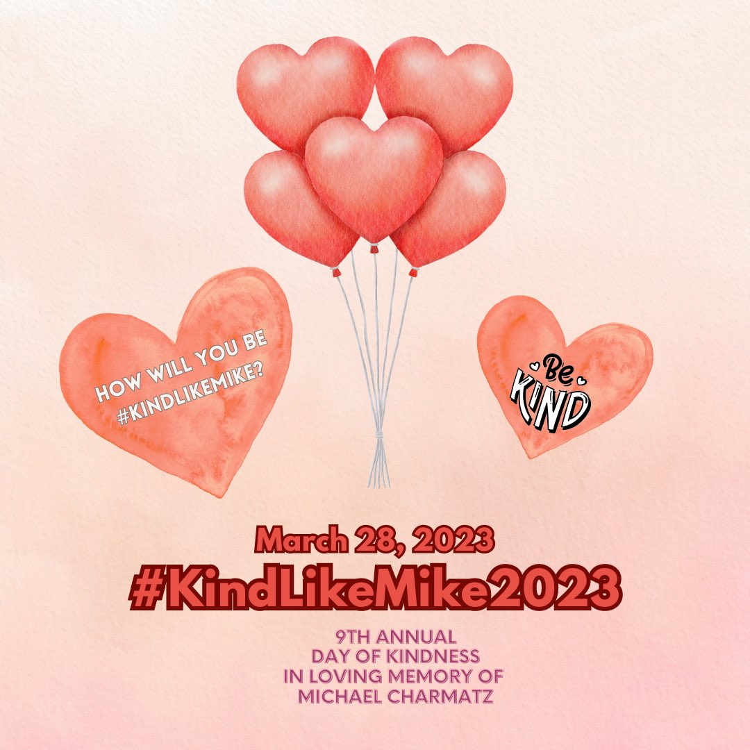 Tuesday 3/28 is my brother’s 39th birthday. He’s no longer with us, but his legacy of kindness lives on. Will you help us honor his memory by putting some extra love into the world that day? Details here: bit.ly/3ZcEXfe How will you be #KindLikeMike? #KindLikeMike2023