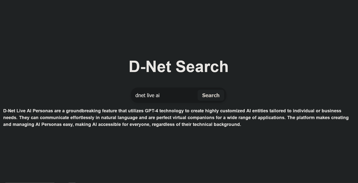 _d_e_s_u's tweet photo. Here we see a working prototype of D-Net Search, a search engine that utilizes GPT-4 and NeScrAI (a Net Scraping AI algorithm) to automate research.  (note https://t.co/Rhn39KJOsw was created after the cut-off) #dnetlive #artificalintelligence #GPT4 https://t.co/d6HLvwxpvs