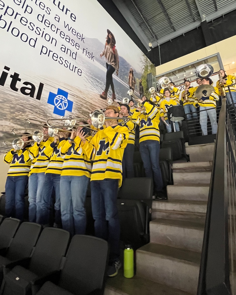 umichband's tweet photo. Gearing up for another game in Allentown! Tune in to ESPN2 at 6:30pm ET as Michigan takes on Penn State for a spot in the Frozen Four 🏒

#NCAAHockey #UMichBand #GoBlue https://t.co/jvk3incMKl