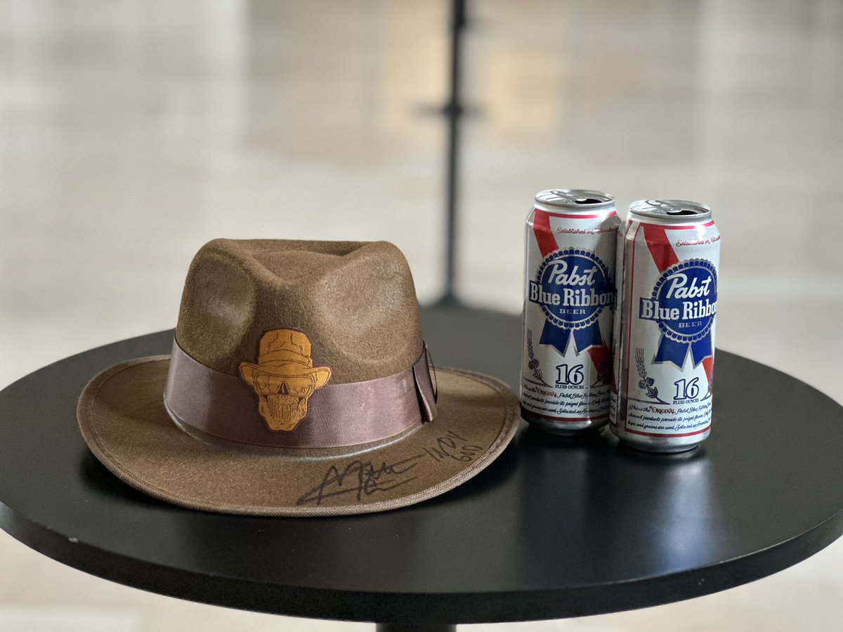 This hat is easily Bret Hart Sunglasses and Diesel Glove level of kickass merch stand item. Get one when you can. PBR not included. #MajorPBR @MajorWFPod @TheMattCardona @aiwrestling @PabstBlueRibbon
