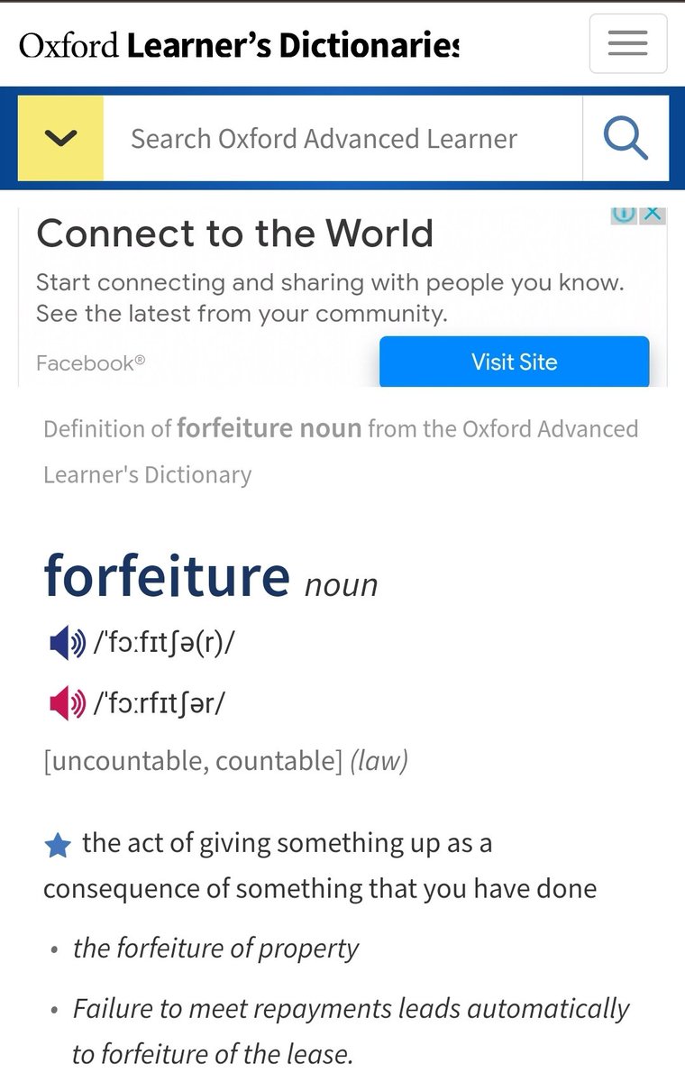 richie_trap's tweet photo. @kairusrealtors @Sunayaglobal @SamuelO44679041 @fkeyamo Frame 1: Black's Law Dictionary 
Frame 2: Cambridge English Dictionary
Frame 3: Oxford's Learners Dictionary 
No matter the perspective, law, or layman, forfeiture implies a penalty for wrongdoing.
Know this, and know peace. https://t.co/bnkvKjQ3cq