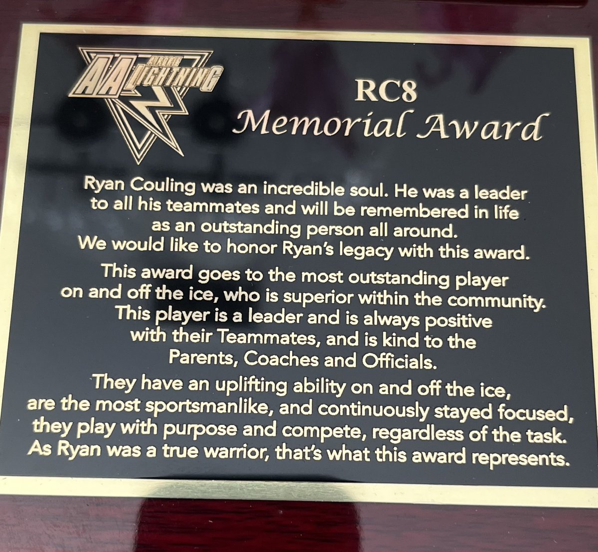 LisaGAlberta's tweet photo. Thank you @AirdrieU18aa for such a wonderful way to honour Ryan! The love and support of the hockey community is second to none. So grateful. ❤️
Congrats to Tariq for being the first recipient of the award!! 👏🏼#Rystrong https://t.co/ro2fB5Fd44