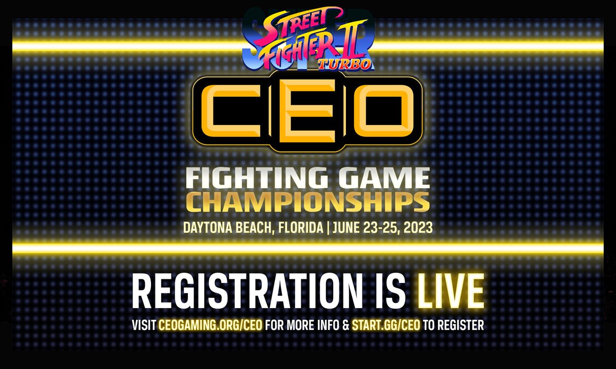 ST at #CEO2023 is looking awesome!  Candy cabs, 24-hour arcade room, and finals in a prime time slot on Saturday night!  Don't forget the beachfront location! We are expecting some international players as well as top US players so register now! start.gg/tournament/ceo…
 #SSF2X