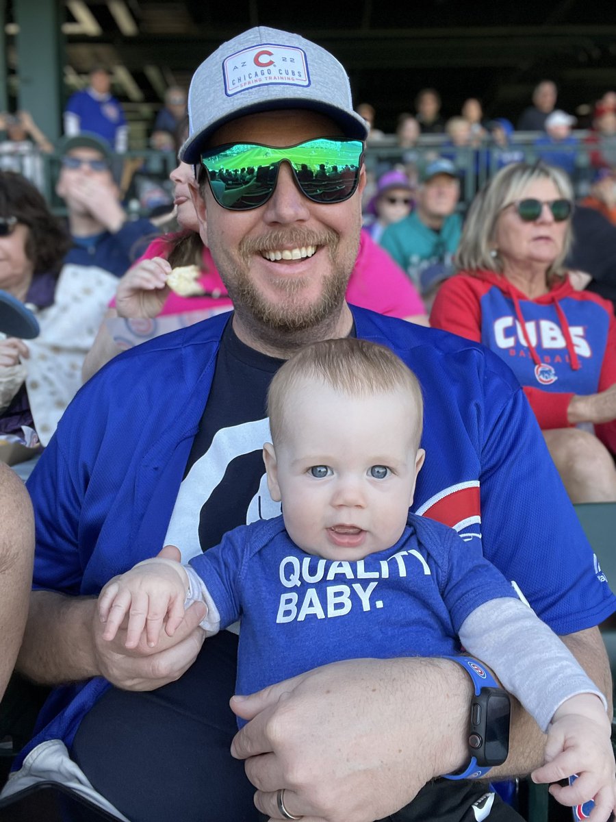 Three games this week. We are growing out of it, but this quality baby got some good use out of his @obvious_shirts ! #Cubs #SpringTraining