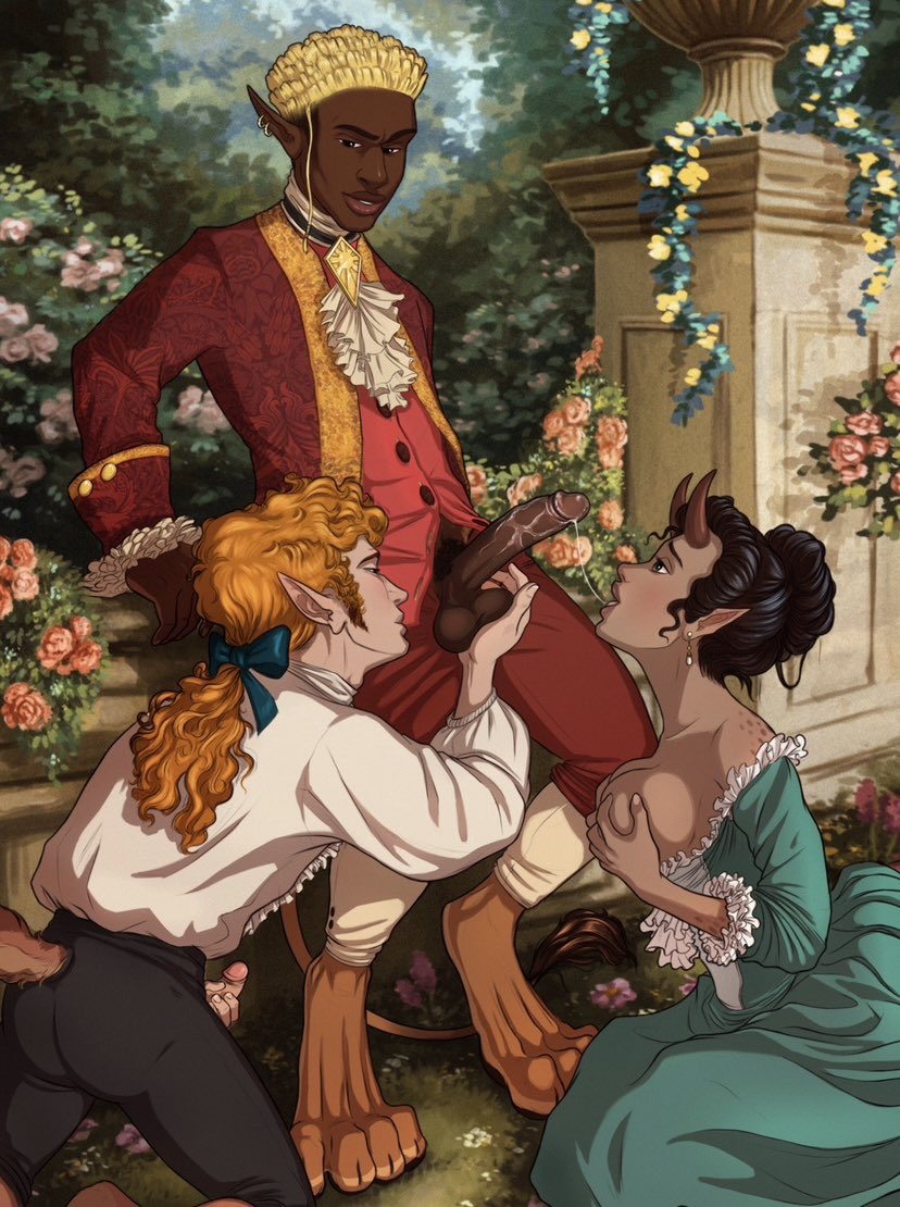 JamariDraws's tweet photo. Humans! Kind of. Here’s an OC of mine that’s a slutty prince in a Rococo-styled fantasy world. 
I made this for submission for an erotic art book a couple years back but it wasn’t selected 🥲

#eroticart #erotica #artwork #art #nsfwart #nsfw https://t.co/OUKwHNVNRm