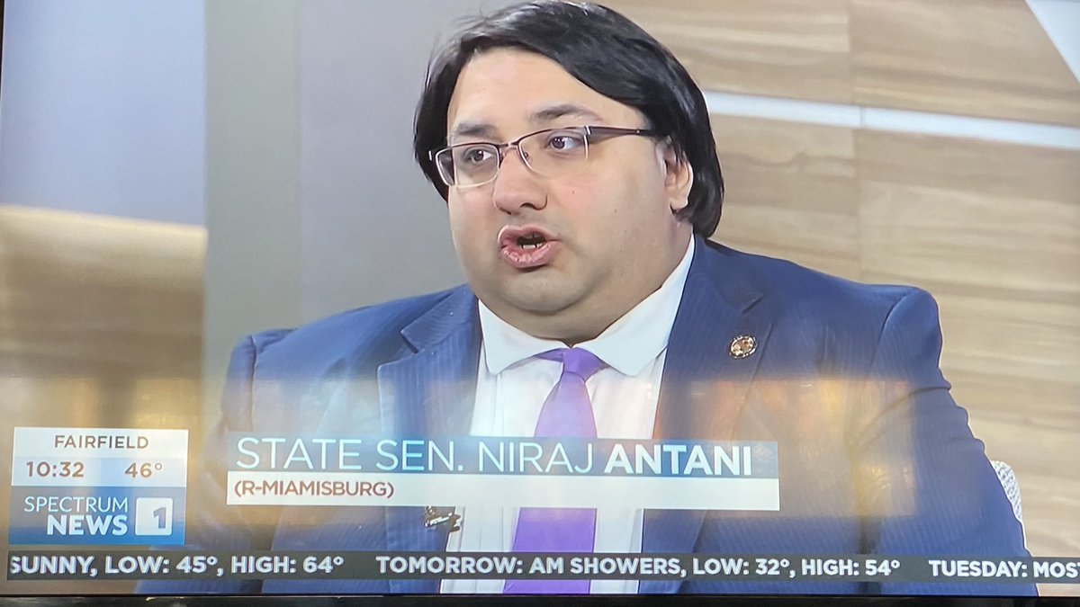 DannoActon's tweet photo. .@OhioSenateGOP Senator @NirajAntani speaks with @SpectrumNews1OH #InFocus #MikeKallmeyer about his successful bill allowing students to benefit from name, image, likeness. Antani spoke in favor of reigning in deceptive ads on some online sports betting. https://t.co/OfYddKUlvR