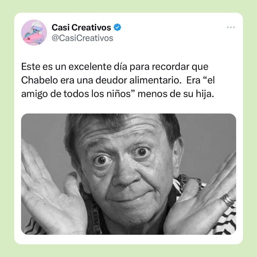 CasiCreativos's tweet photo. Irónicamente, el amigo de todos los niños, no lo era de su hija.
—
#chabelo #muertechabelo #chabeloinmortal #casicreativos #tweets https://t.co/ZDPO5WACIY