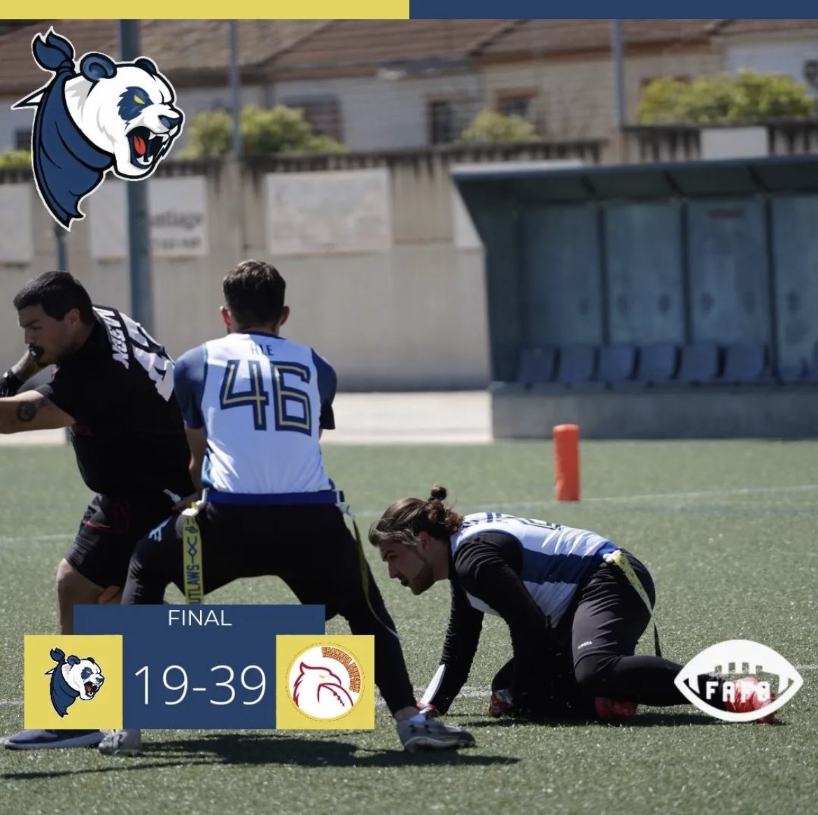 RESULTADOS JORNADA 5 ✅🏈

GAME 1️⃣
🆚 <a href="/CordobaBulls/">CÓRDOBA BULLS</a> 
🐼 40 - 13 🐂

GAME 2️⃣
🆚 @GranadaPhoenix 
🐼 19 - 39 🔥