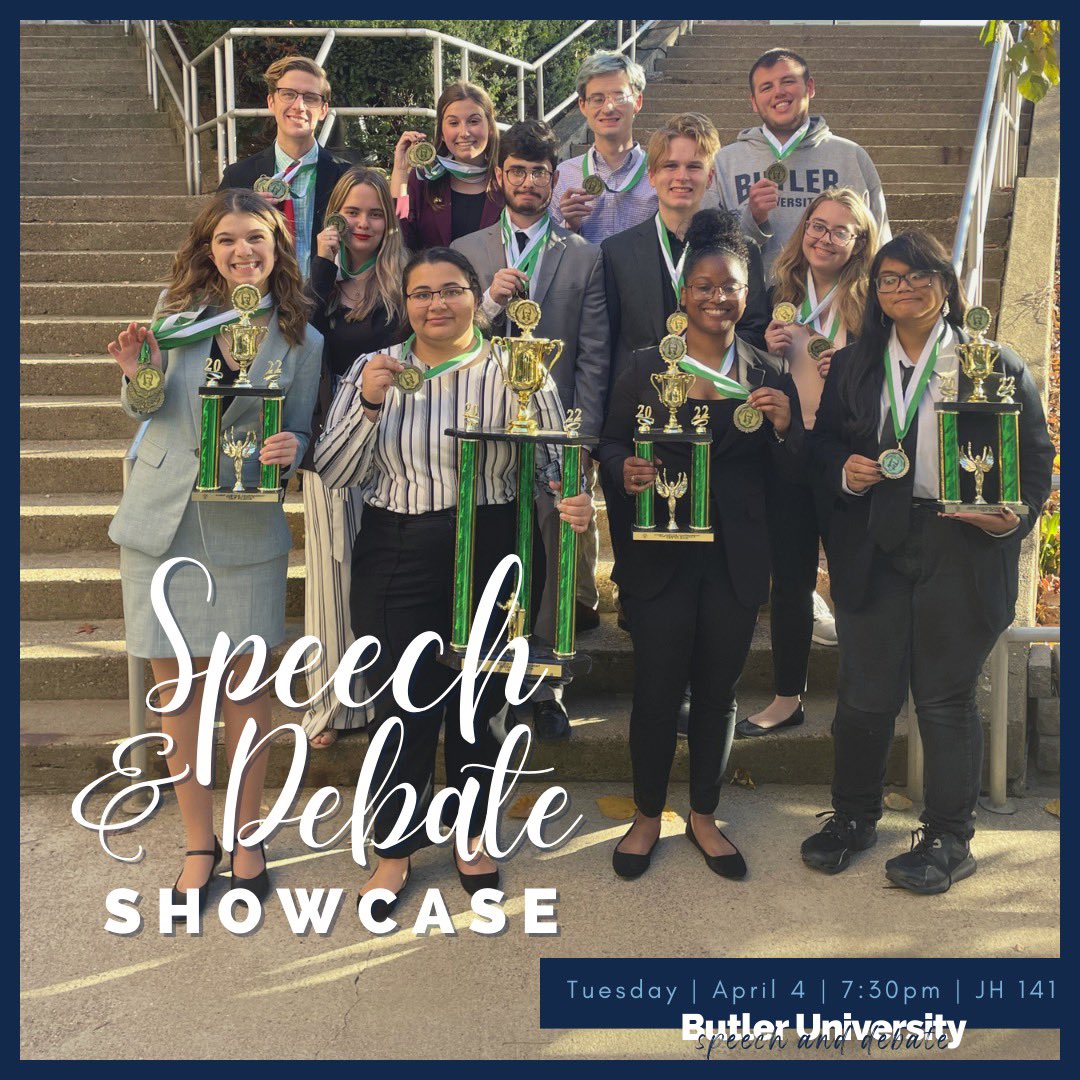 DAWGSspeak's tweet photo. Do you have plans on April 4th? We do! Come see your Butler Speech and Debate team show off the events they have been performing all year, featuring Jack Puricelli in his State winning extemporaneous, Eva Hallman and undefeated radio show, and your 1st place state debate team! https://t.co/gODPlbLapw