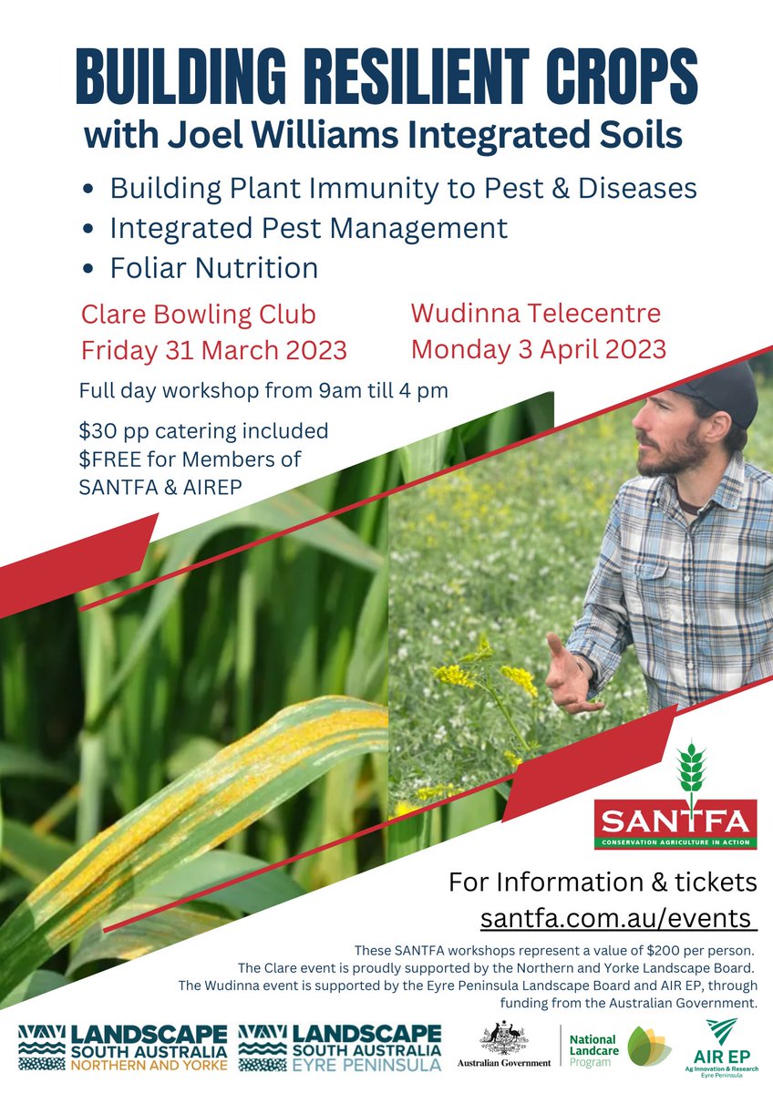 Make reaching for a drum the last resort, not the first step to control pest and disease.

Learn how to boost your plants defence system and use plant immunity as a pivotal element of you integrated management systems.

Register now santfa.com.au/events

<a href="/IntegratedSoils/">Joel Williams</a>
