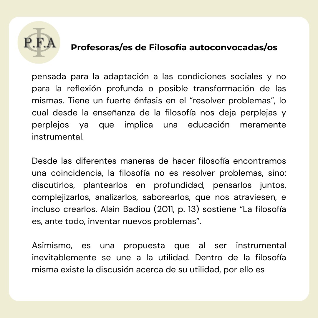 Comunicado a la opinión pública respecto al lugar de la Filosofía en el sistema educativo, en el marco de la Transformación Educativa.
Profesoras y profesores autoconvocadas/os de Filosofía. 🧵