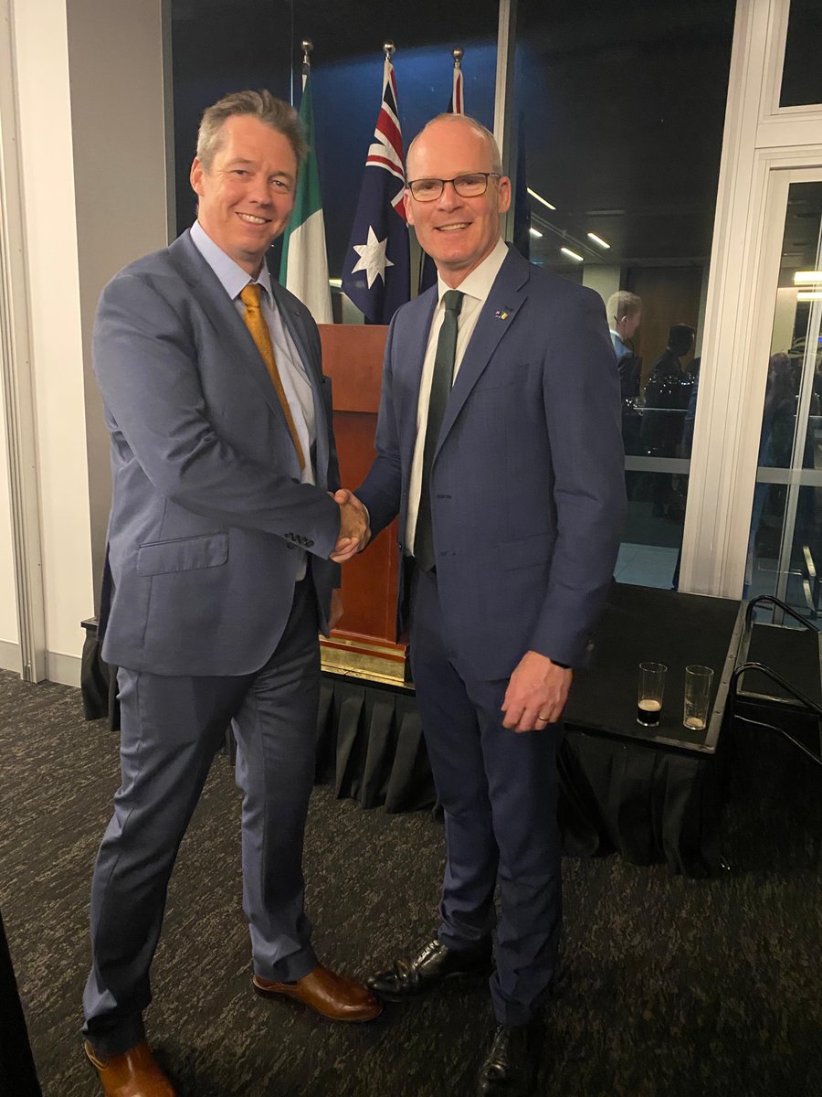 EOdatascience's tweet image. Rory Donnelly attended a celebration of St Patrick&apos;s Day with Ireland&apos;s Minister of Enterprise, Trade and Employment, Simon Coveney. The event celebrated the partnership between the two countries. 🇮🇪🇦🇺
