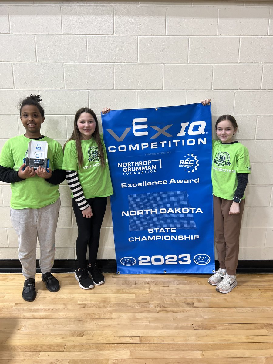 DiscoveryVex's tweet image. Congrats to Discovery Team 18347G Trailblazer Pink on winning the Excellence Award at the 2023 ND State VEX IQ Tournament!🏆✨ #TrailBlazeOn #GFSchools #VEXRobotics