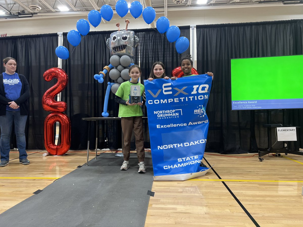 DiscoveryVex's tweet image. Congrats to Discovery Team 18347G Trailblazer Pink on winning the Excellence Award at the 2023 ND State VEX IQ Tournament!🏆✨ #TrailBlazeOn #GFSchools #VEXRobotics