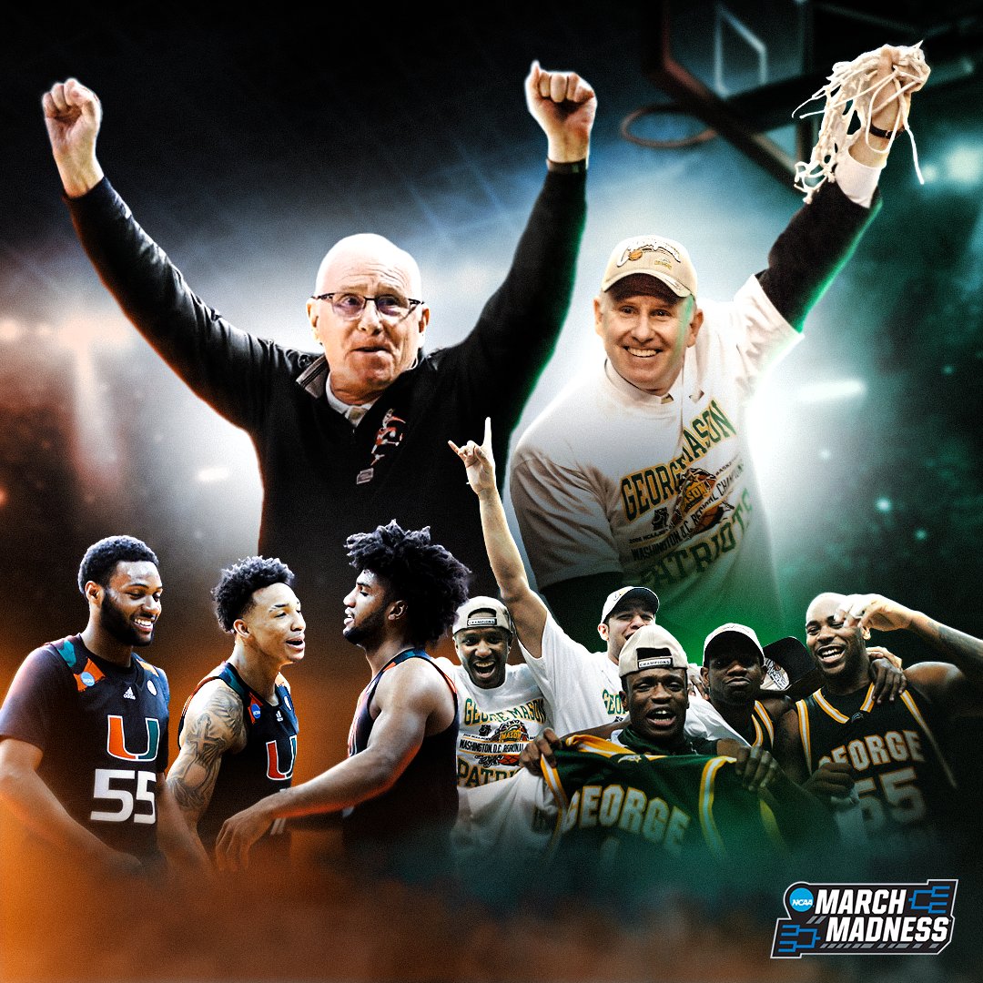 MarchMadnessMBB's tweet image. On the anniversary of Jim Larrañaga leading George Mason to its first #FinalFour, he does the same thing with Miami 🙌

#MarchMadness @CanesHoops